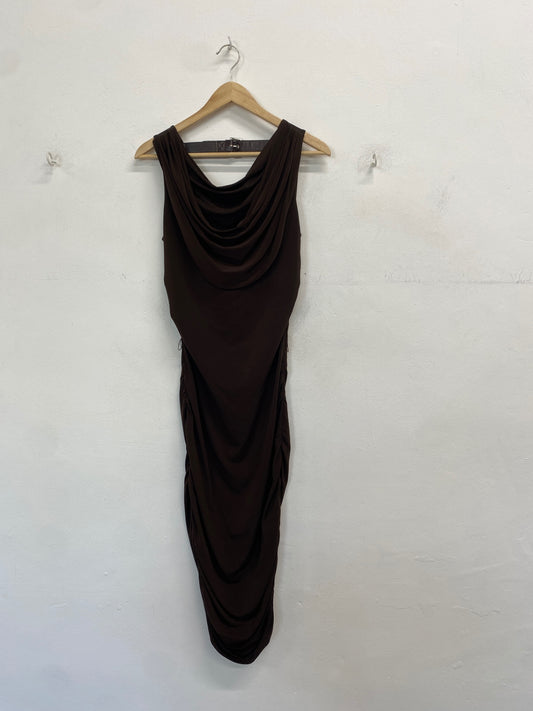 Classic Michael Kors Dress UK XS Brown cowl neck JB006