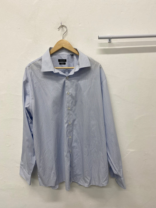 Fabulous Kenneth Cole Dress Shirt UK XL Light Blue &White striped Race Days DW001