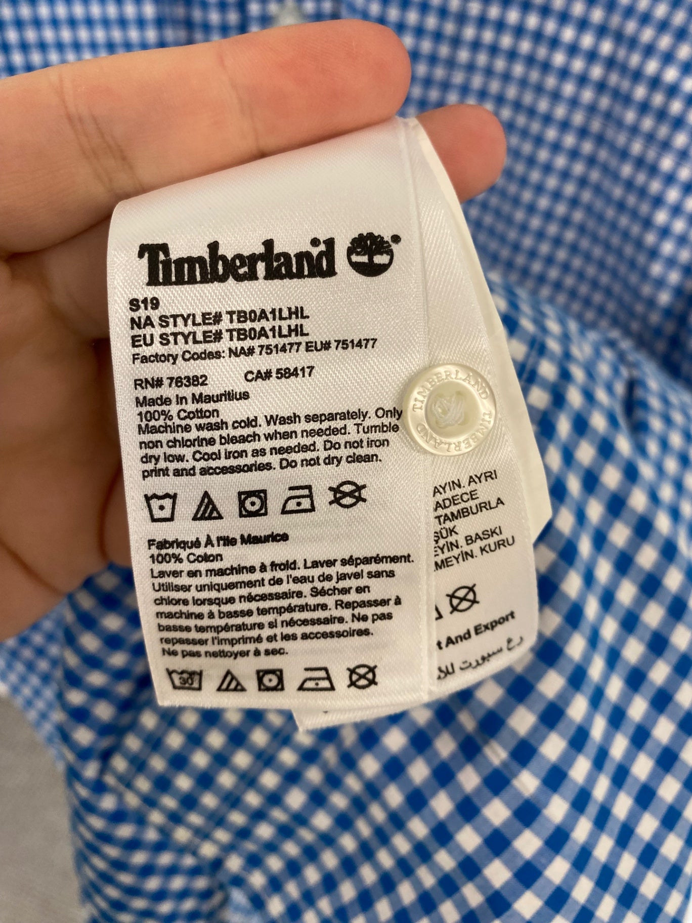 Fabulous Timberland Shirt UK XXL Blue & White Gingham