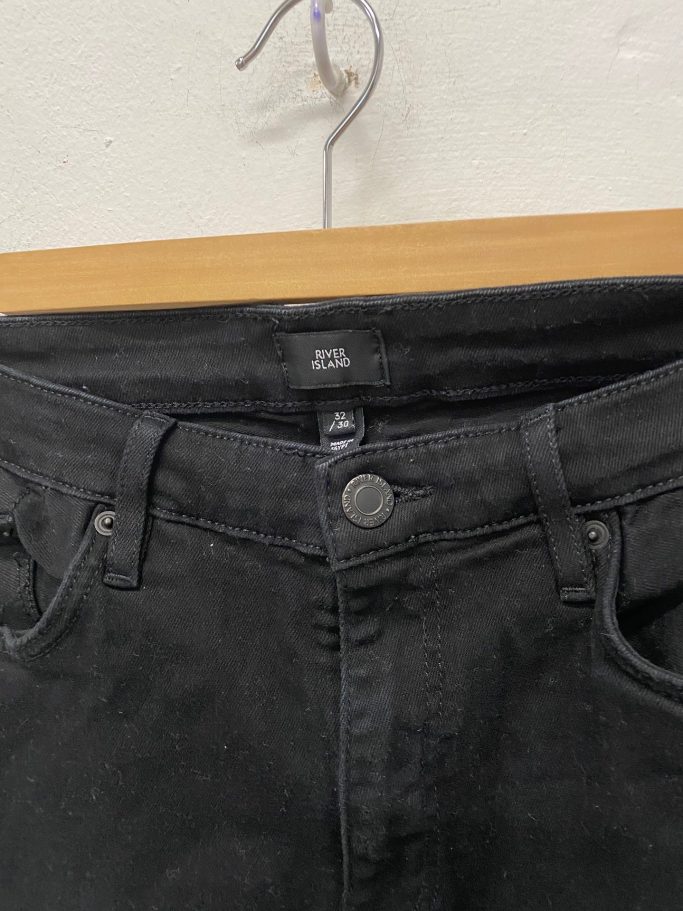 Fabulous River island Jeans W32” short tapered slim Black casual SL001 