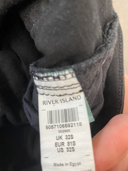 Fabulous River island Jeans W32” short tapered slim Black casual SL001 