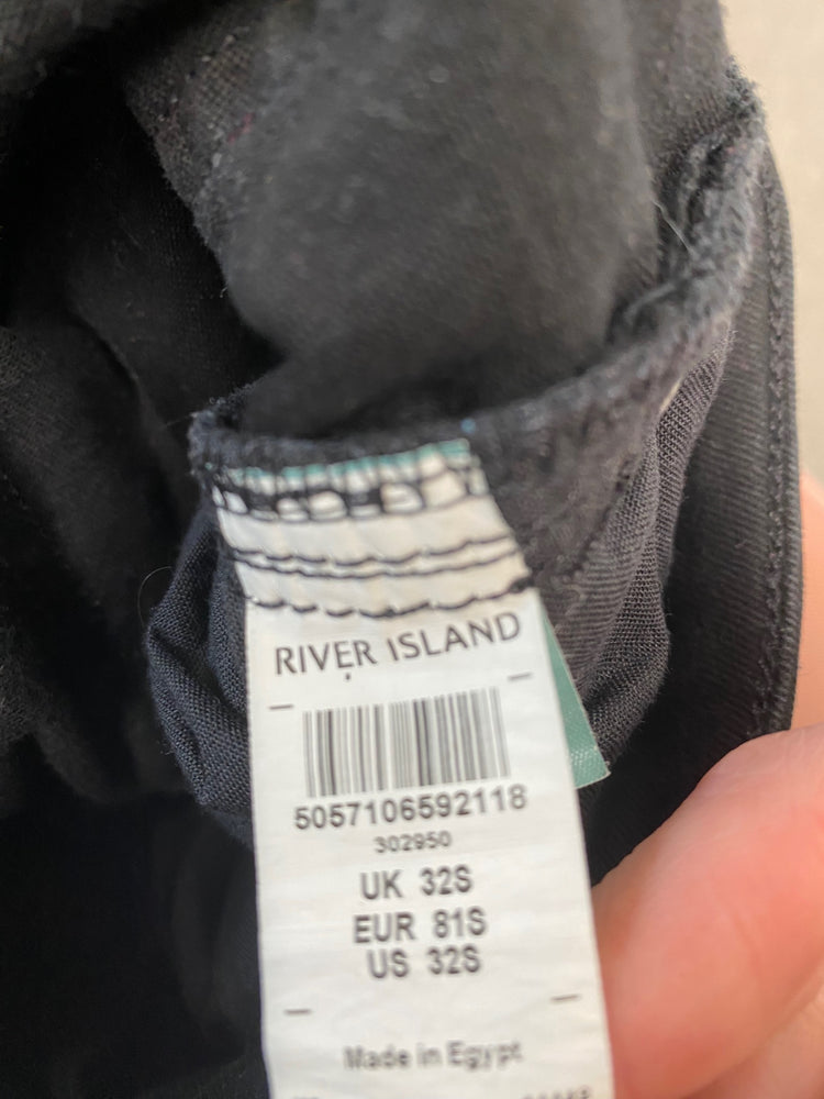 Fabulous River island Jeans W32” short tapered slim Black casual SL001 