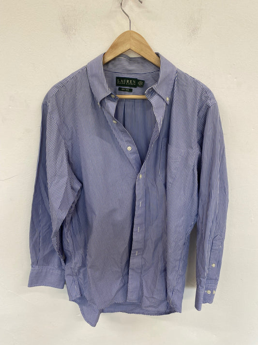 Classic Lauren Ralph Lauren Shirt UK L Blue & White Stripe JP001