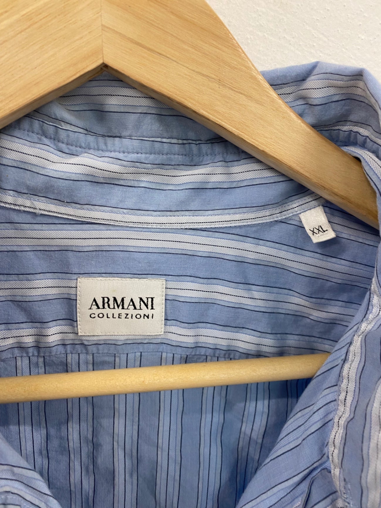Classic Armani Collezioni Shirt UK XXL Blue & White Stripe DW001
