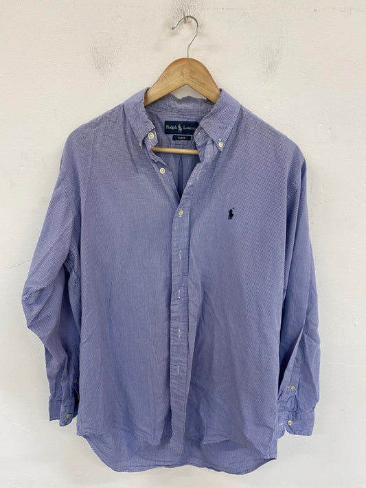 Classic Ralph Lauren Shirt UK M Blue Gingham JP001