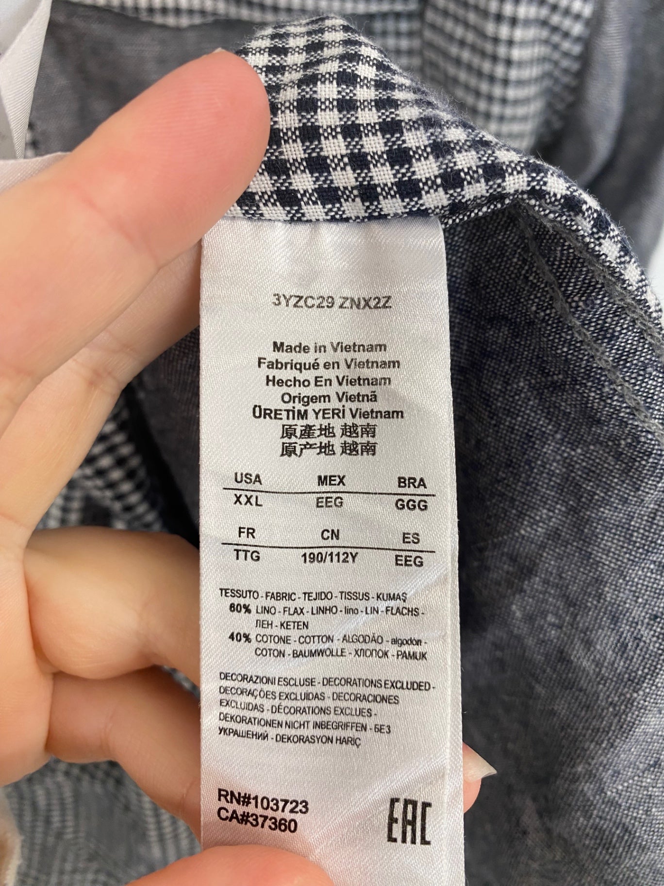 Classic Armani Exchange Shirt UK XXL Black & White Gingham DW001