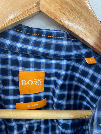 Classic Hugo Boss Shirt UK L Blue & Navy Check DW002