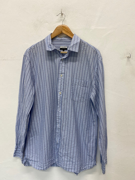 Fabulous JAEGER Shirt UkL Blue and white striped Formal race days JP001