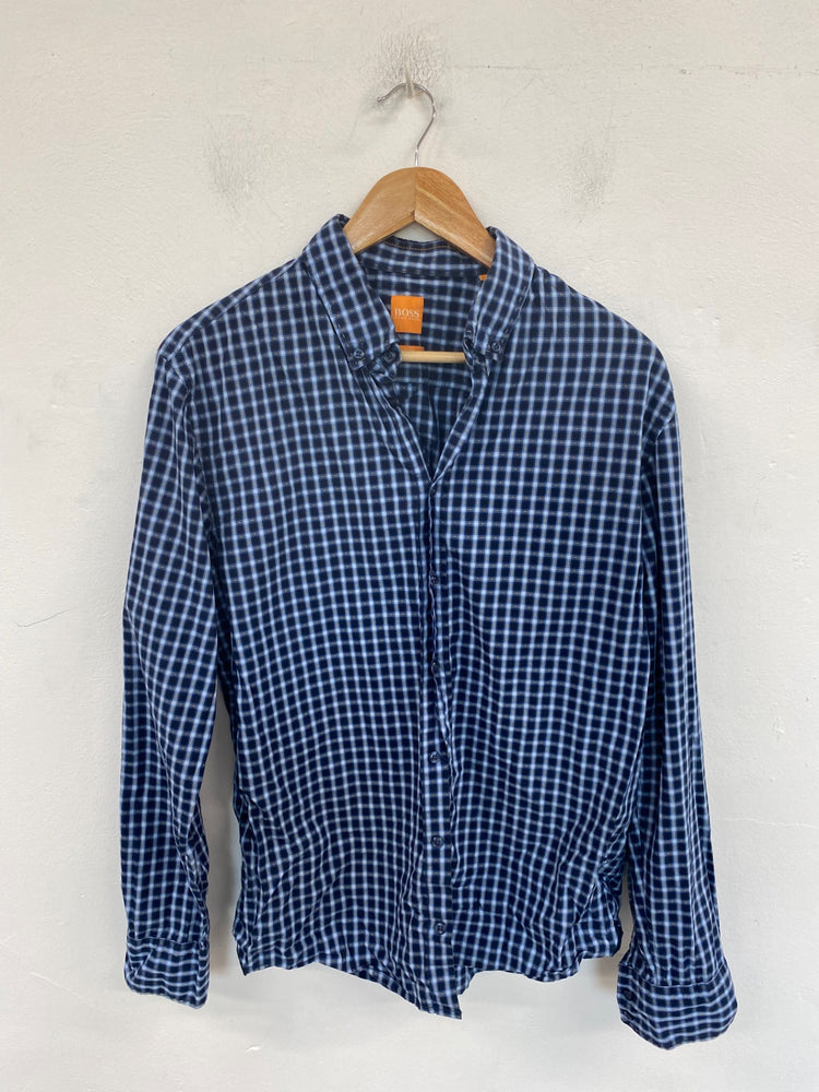 Classic Hugo Boss Shirt UK L Blue & Navy Check DW002