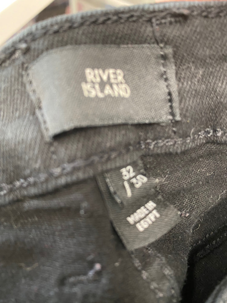 Fabulous River island Jeans W32” short tapered slim Black casual SL001 