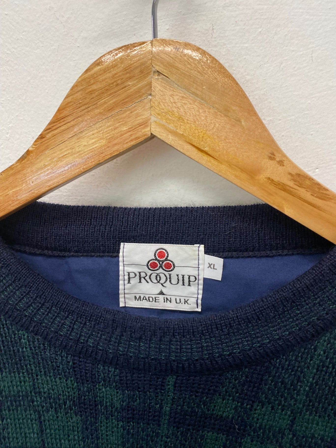 Fabulous Proquip Golf Sweater UK XL Green Navy Blue tartan Windproof SL001
