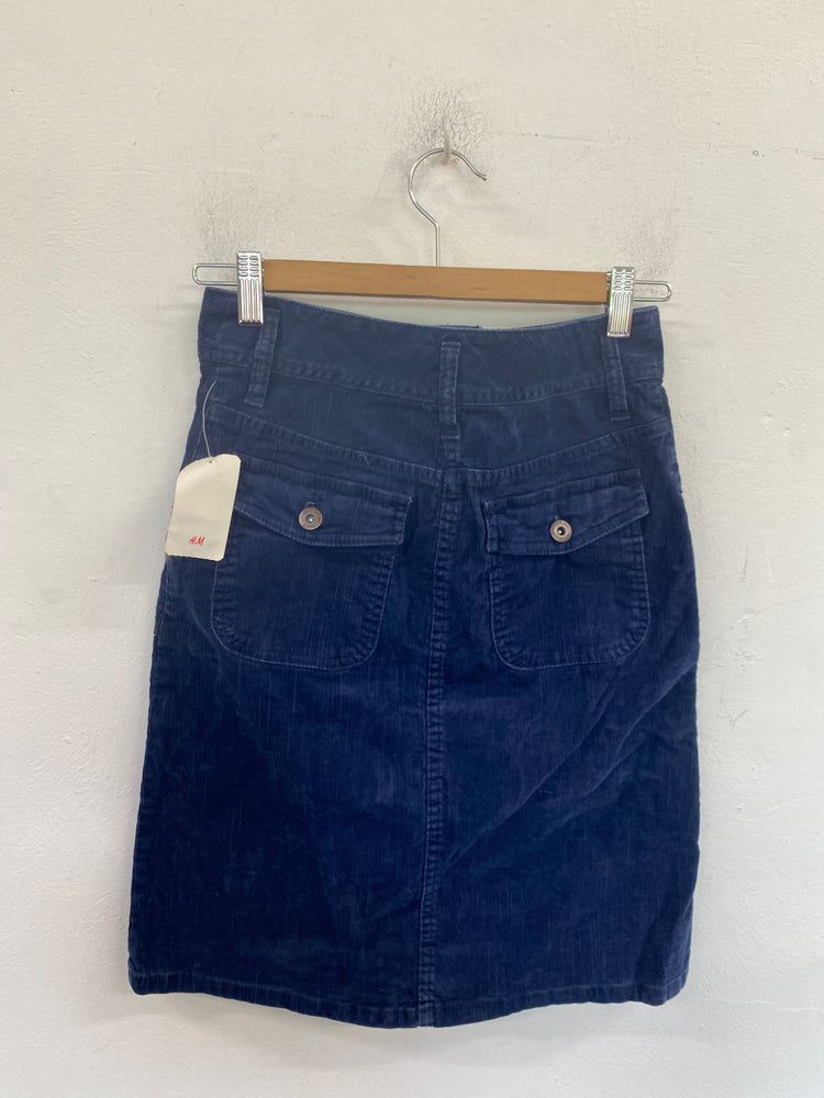 Fabulous H&M Corduroy Mini Skirt UK6 Navy BT001