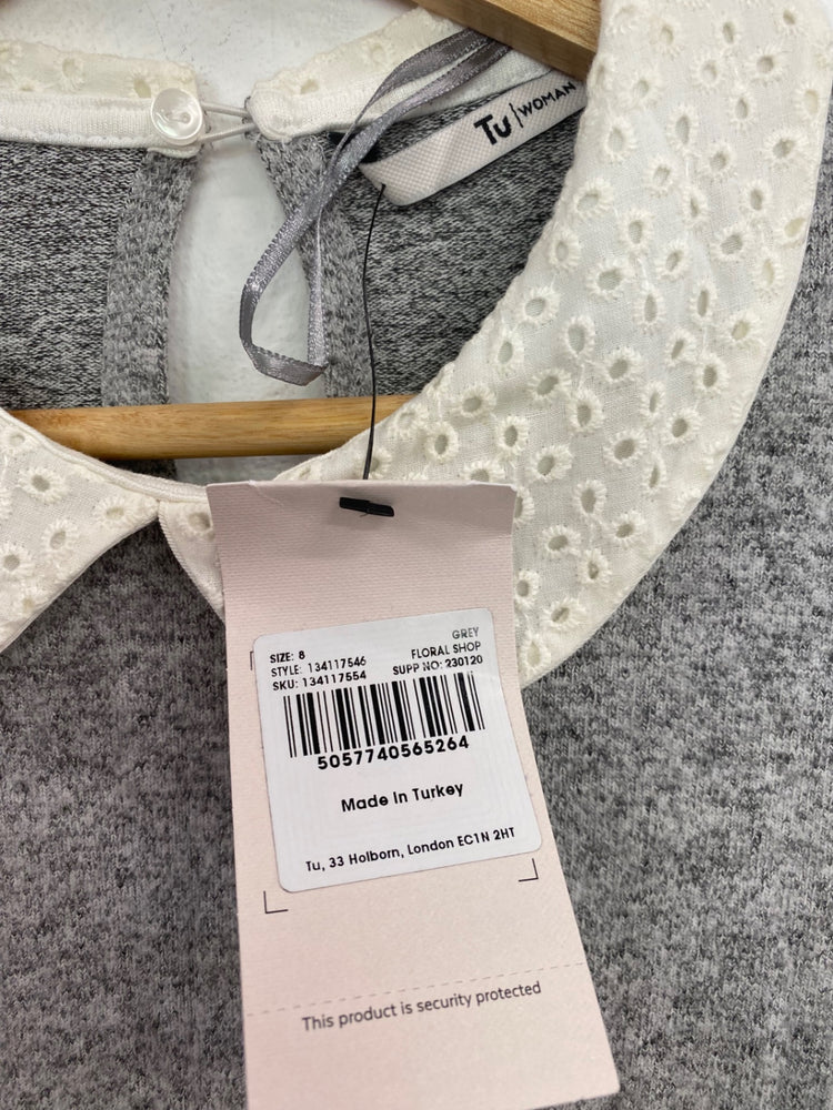 Fabulous TU Broderie Collar Mini Dress UK8 Grey BT001