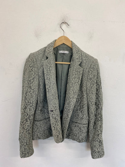 Fabulous MANGO Lace Blazer UK M Light Green BT001