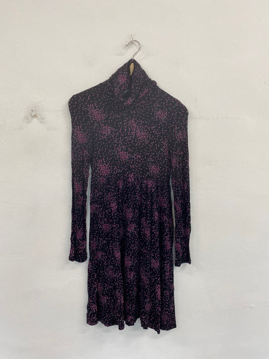 Fabulous TU Mini Dress UK8 Black & Purple Ditsy Floral BT001