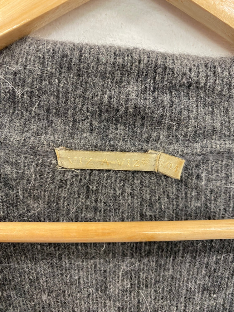 Fabulous Viz-A-Viz Lambswool Cardigan UK S-M Grey BT001