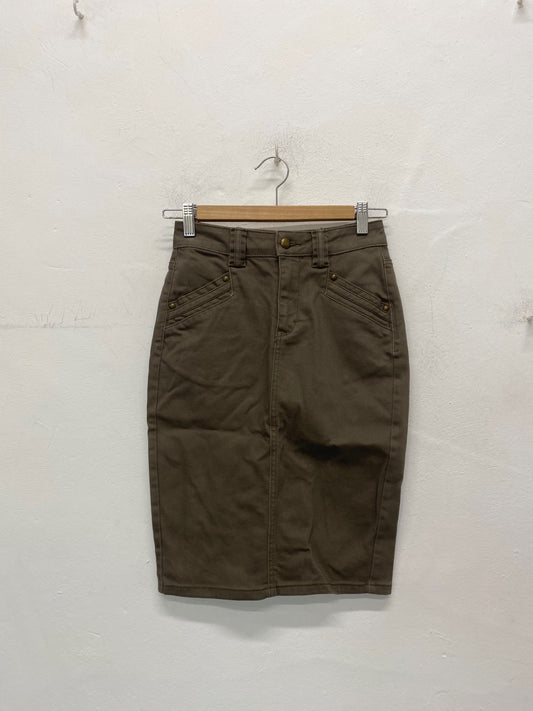 Fabulous H&M Denim pencil Skirt UK6 Taupe brown BT001
