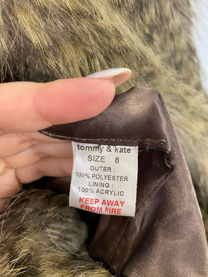 Fabulous Tommy & Kate Faux Fur Coat UK8 Brown BT001