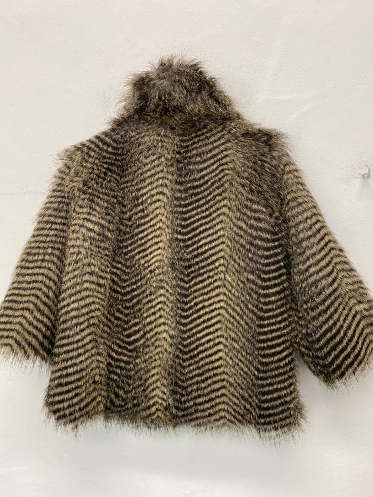 Fabulous River island Fur Coat UK10 Brown super chic BT001