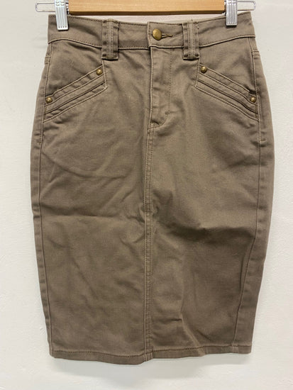 Fabulous H&M Denim pencil Skirt UK6 Taupe brown BT001