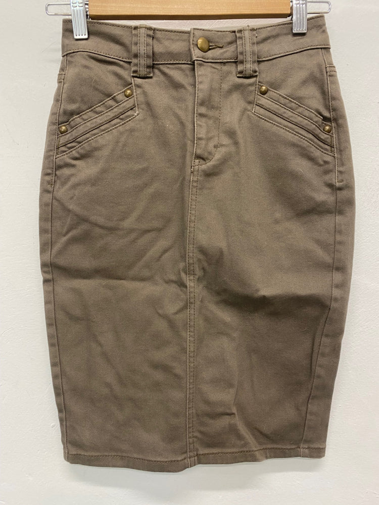 Fabulous H&M Denim pencil Skirt UK6 Taupe brown BT001