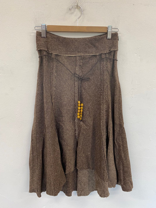 Boho Chic New Look Midi Skirt UK8 Brown BT001