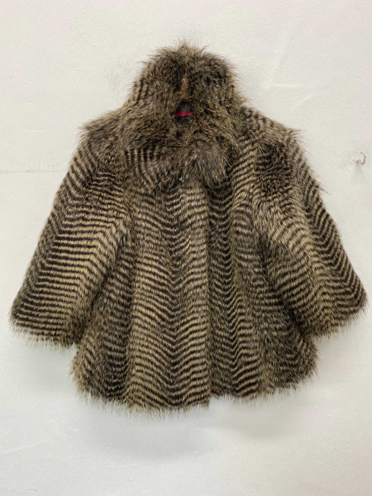 Fabulous River island Fur Coat UK10 Brown super chic BT001