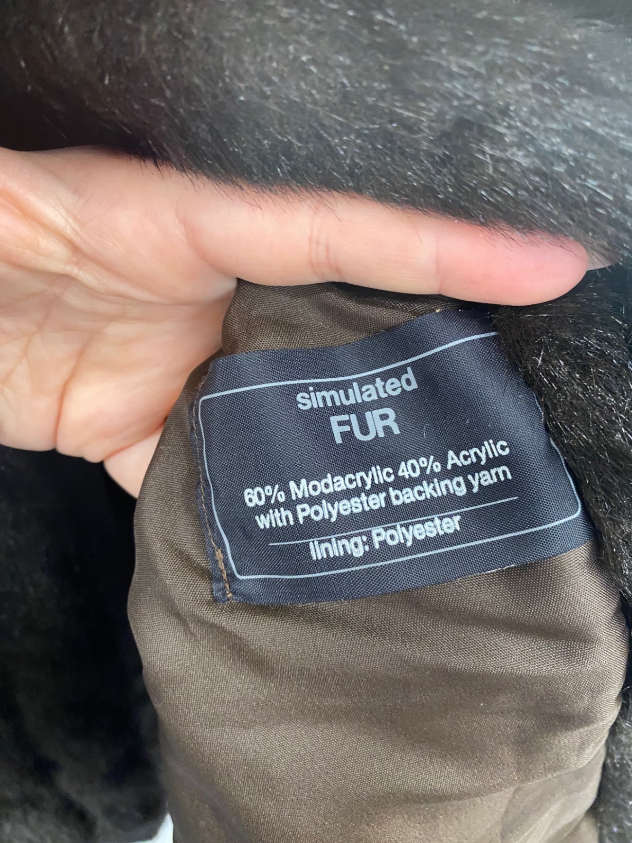 Vintage Made In England Faux Fur Coat UK12 Dark Brown BT001