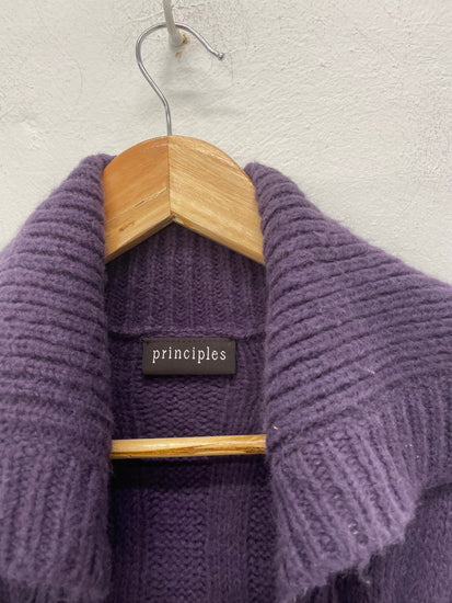 Fabulous Principles Cardigan Uk8 Purple longline classic BT001