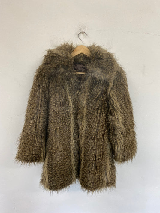 Fabulous Tommy & Kate Faux Fur Coat UK8 Brown BT001