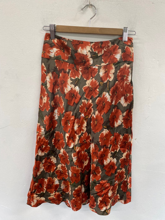 Boho Laura Ashley Midi Skirt UK8 Green & Orange BT001