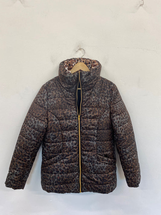 Fabulous AVON Puffer Jacket UK6-8 Brown Animal Print BT001
