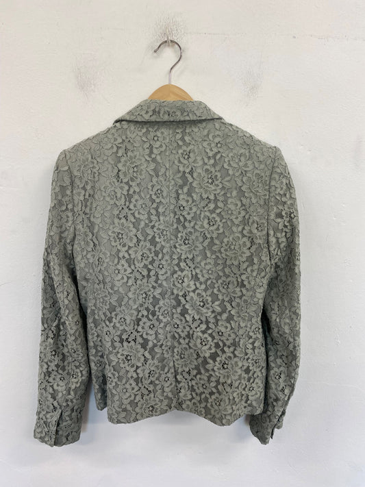 Fabulous MANGO Lace Blazer UK M Light Green BT001