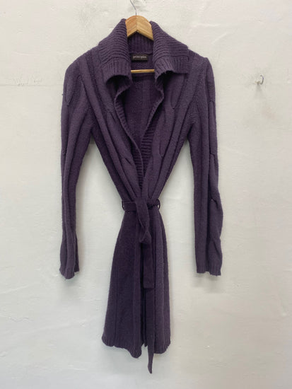 Fabulous Principles Cardigan Uk8 Purple longline classic BT001