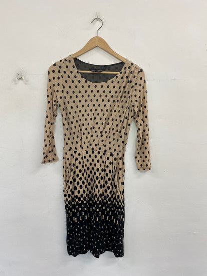 Fabulous Dorothy Perkins Mini Dress UK8 Beige & Black Polkadot BT001