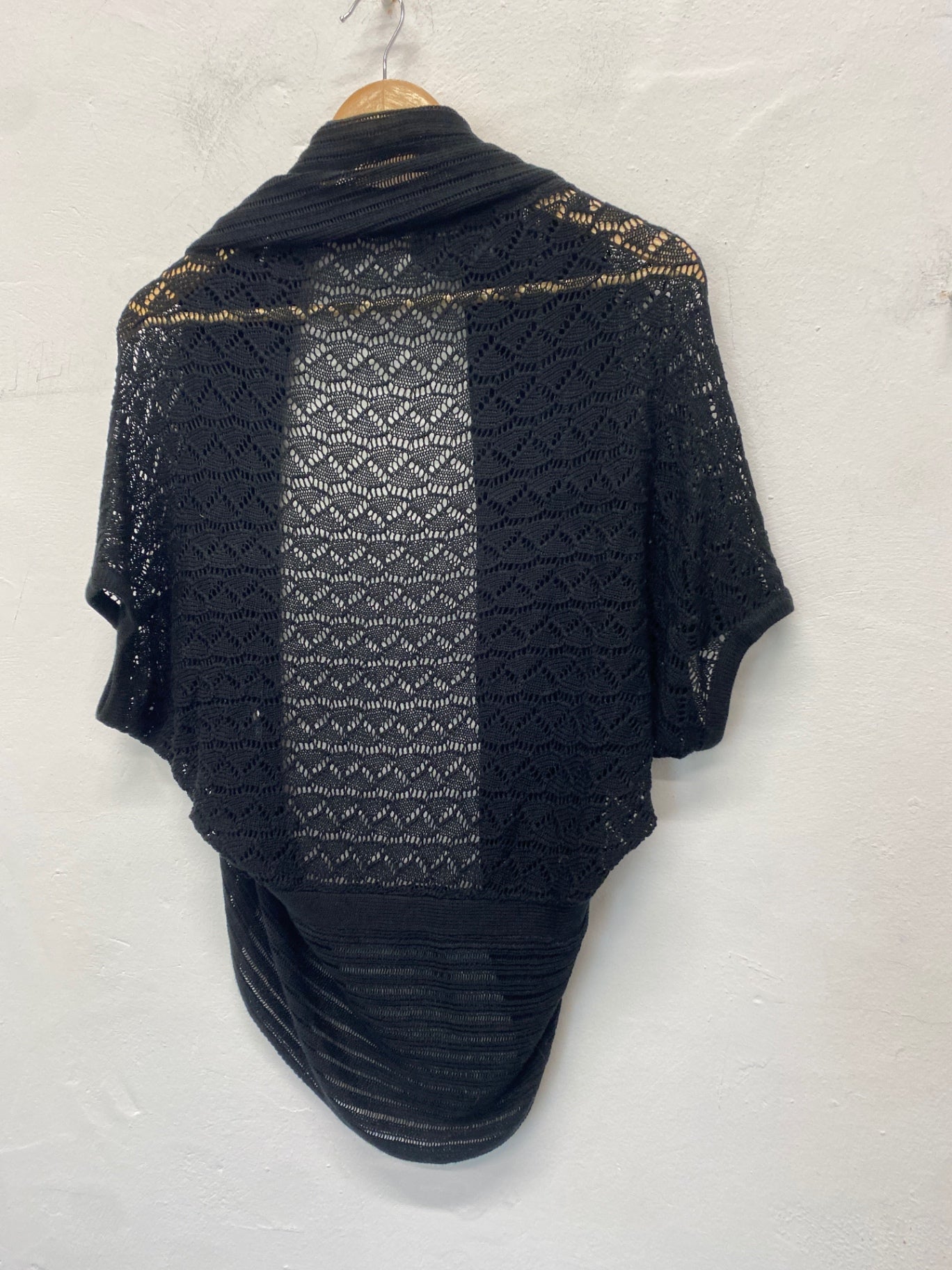 Fabulous P.Luca Kimono cardigan M Black crochet boho chic BT001