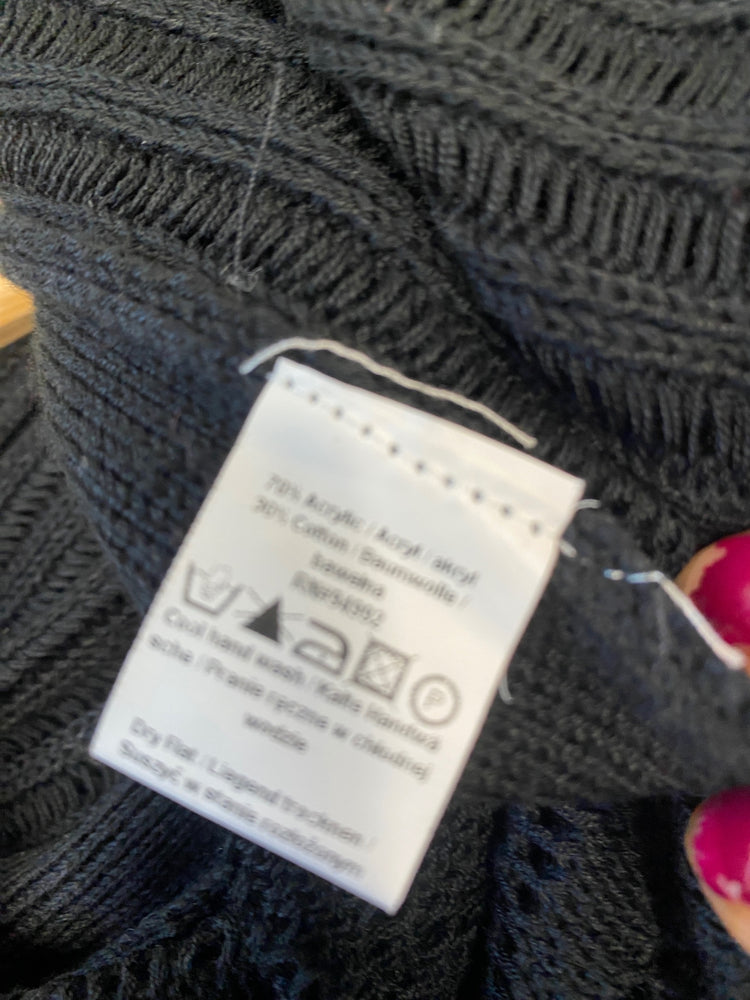 Fabulous P.Luca Kimono cardigan M Black crochet boho chic BT001