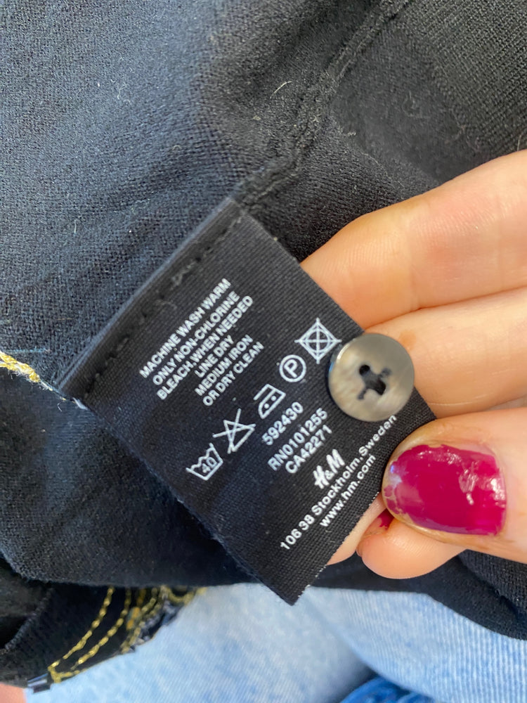 Fabulous H&M Cardigan UK8 Black with gold embroidery boho chic BT001