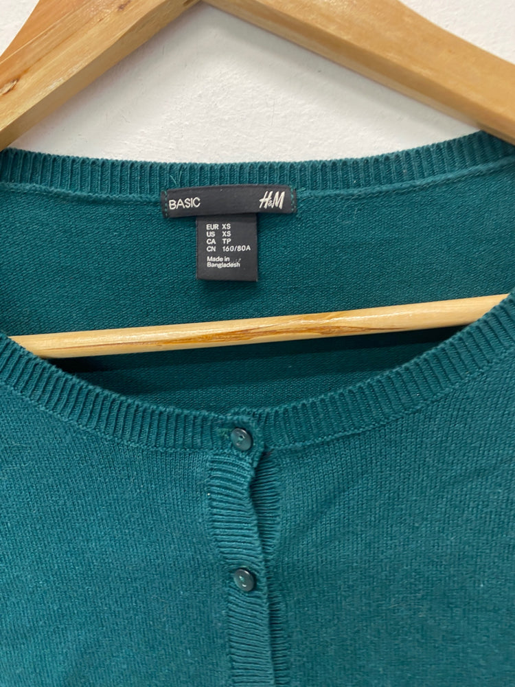 Fabulous H&M Cardigan UK XS Teal classic design BT001