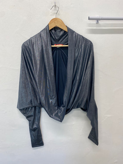 Fabulous Lulu & Red Kimono Shrug Uk 10 Silver Boho retro chic BT001