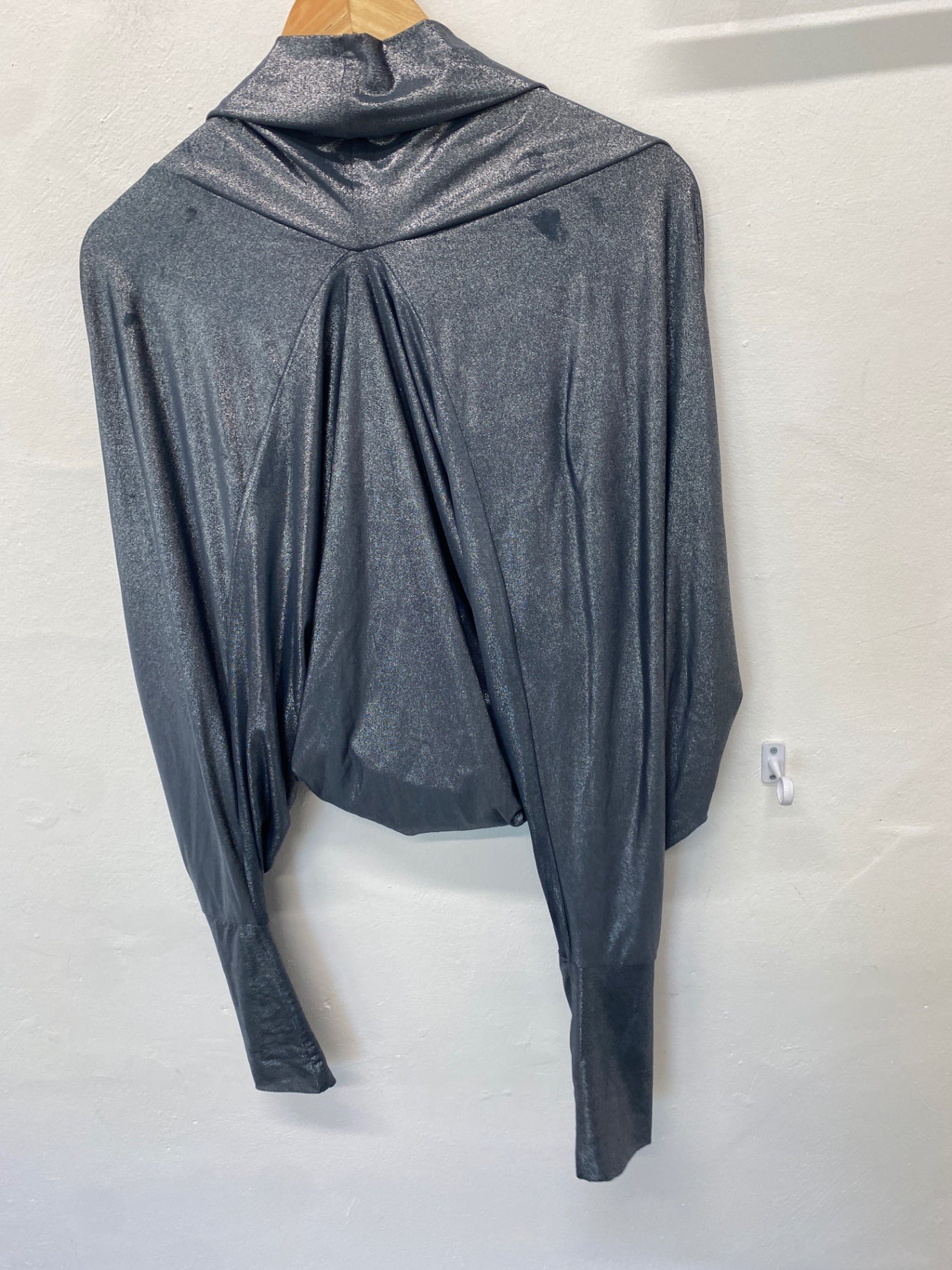 Fabulous Lulu & Red Kimono Shrug Uk 10 Silver Boho retro chic BT001