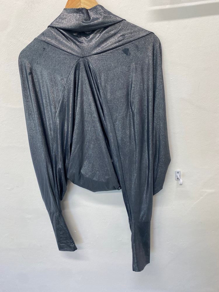 Fabulous Lulu & Red Kimono Shrug Uk 10 Silver Boho retro chic BT001