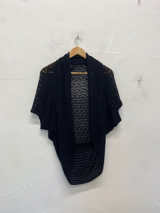 Fabulous P.Luca Kimono cardigan M Black crochet boho chic BT001