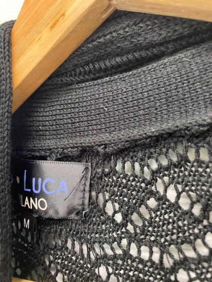 Fabulous P.Luca Kimono cardigan M Black crochet boho chic BT001