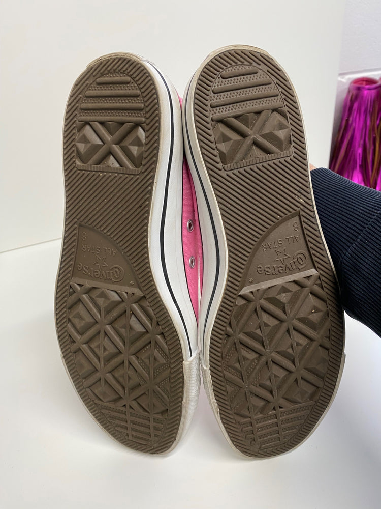 Fabulous Converse Swarovski customs Sneakers Uk8 Pink & silver with Ribbons LK006