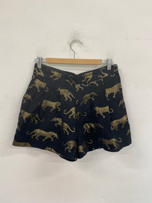 Fabulous H&M Shorts UK10 Black & Gold Lion GC003