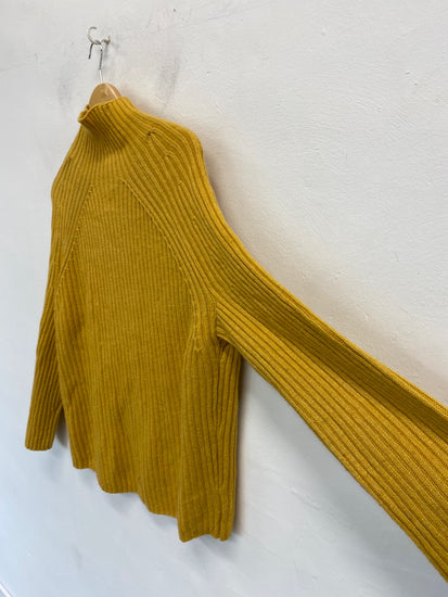 Fabulous John Lewis High neck Sweater UK S Mustard yellow Ribbed high neck AM013