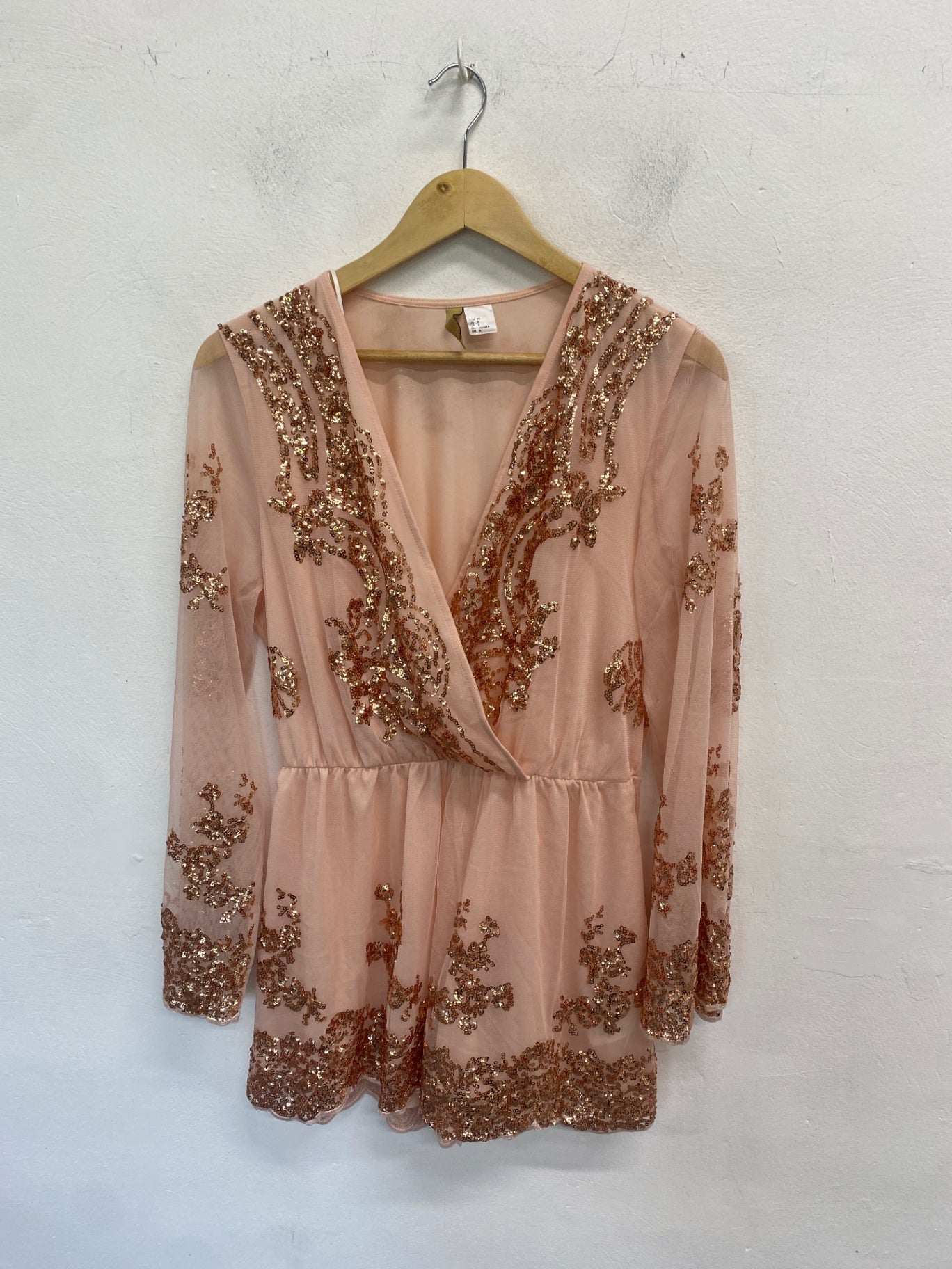 Fabulous H&M Dress UK12 Pink sparkle midi low bust floaty dress GC003