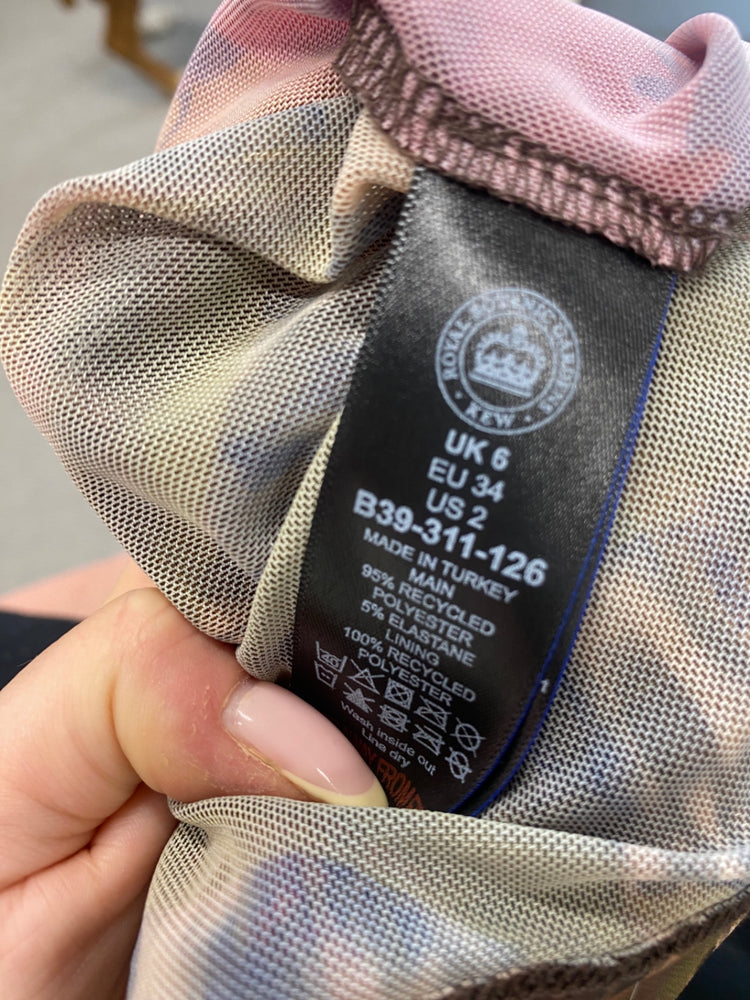 Fabulous Kew next collection semi sheer Maxi Dress UK6 Khaki burgundy VT002