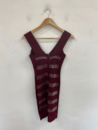 Fabulous French Connection Bandage Dress UK6 Burgundy VT002